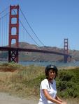 Mom in front of Golden Gate Bridge